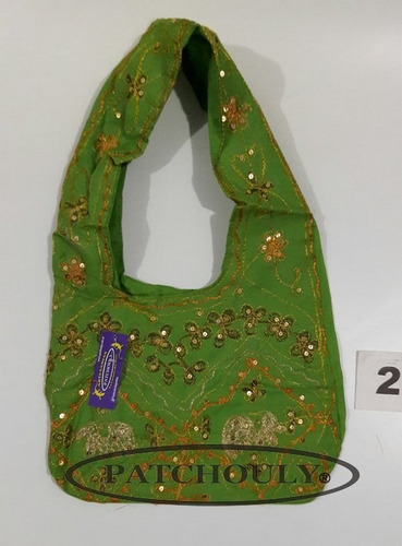 Cartera Bolso Morral Bordado Elefante Artesanal India Color