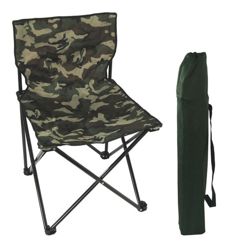 Cadeira Média Dobrável Articulada Pesca Camping Camuflada