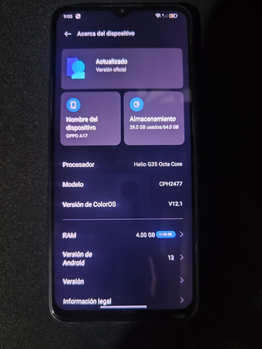Celular Oppo A17 4gb Ram + 64gb Azul (Usado)