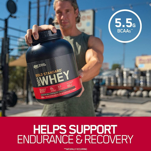 Suplemento en polvo Optimum Nutrition Proteína Gold Standard 100% Whey proteína sabor delicious strawberry en bolsa de 4.54kg