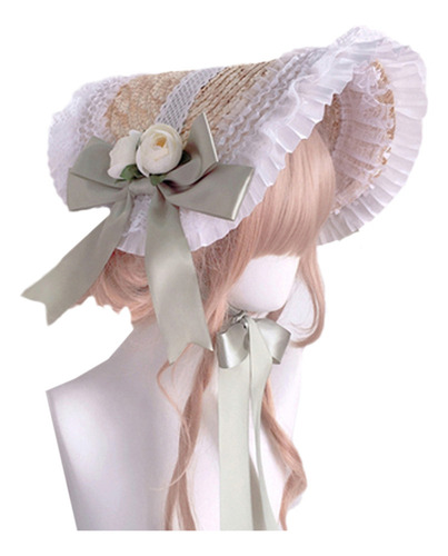 A@gift Shop Elegante Sombrero De Paja Con Parte Superior