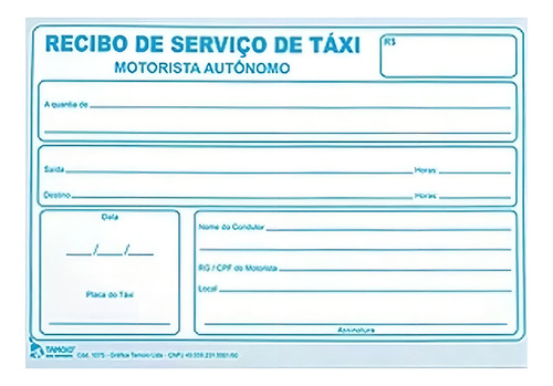 Recibo de taxi de 50 hojas, bloque de taxistas autónomos