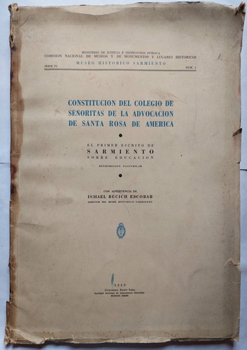 Sarmiento Facsimilar Primer Escrito Educacion Colegio Rosa