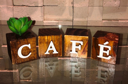 Mini Nicho E Cubos Café Letra Mdf Branco