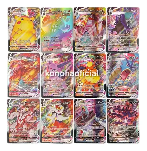 100 Cartas Pokemon Brilhantes Raras Ex Gx Vmax Coleção Épica