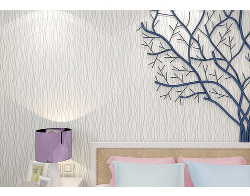 Imagen 6 de 9 de Papel Tapiz Adherible 10m X 45cm Rayas Plata Elegante Tp35