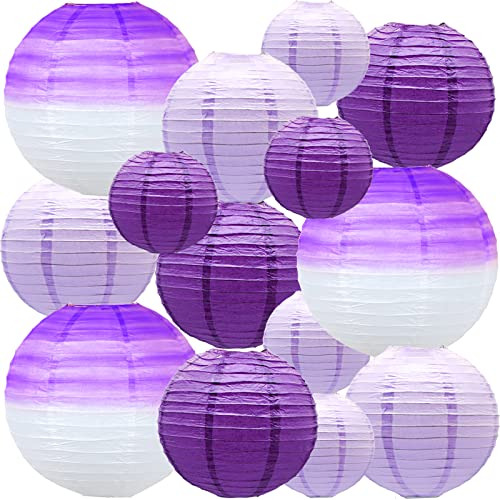 Globos De Papel De Seda Plegables 14u Mix Violeta 3 Tamaños