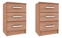 Comprar 2 Mesas De Luz 3 Cajones Dormitorio Living Mdp Blanco Promo Color Demolición