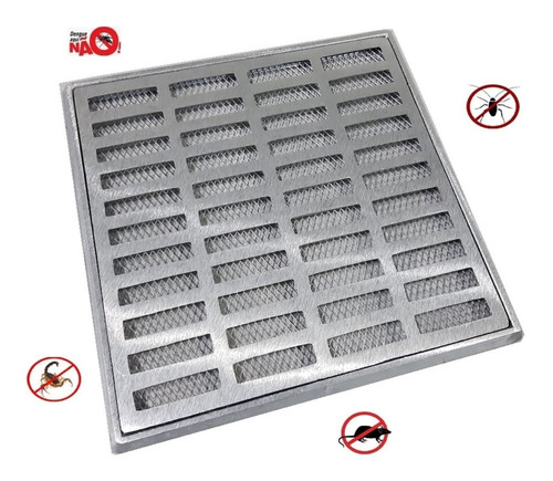 Ralo Grelha  Pluvial 30x30 Anti Inseto Em Aluminio Com Aro