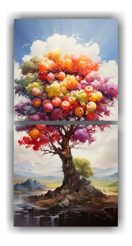 80x40cm Arte De Pared Frutas Colores Arcoíris Bastidor Made