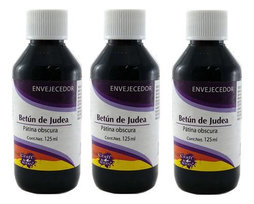 3 Frascos De Pátina Para Repujado Betún De Judea (125ml C/u)