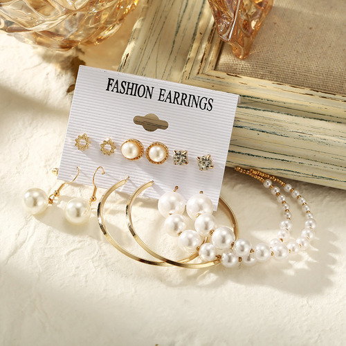 Set De Aretes Con Borlas De Perlas Acrílicas Personality Geo