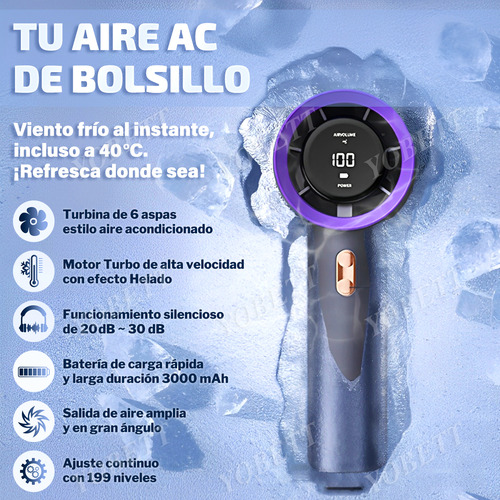 Mini Ventilador Portátil Recargable Turbo Potente Escritorio