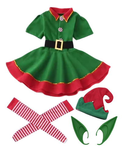 2 Conjunto De Disfraz De Navideño, Niña 170cm