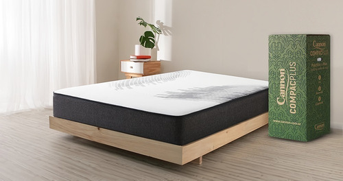 Colchón 2 1/2 plazas de espuma Cannon En Caja Compac blanco y gris - 140cm x 190cm x 25cm