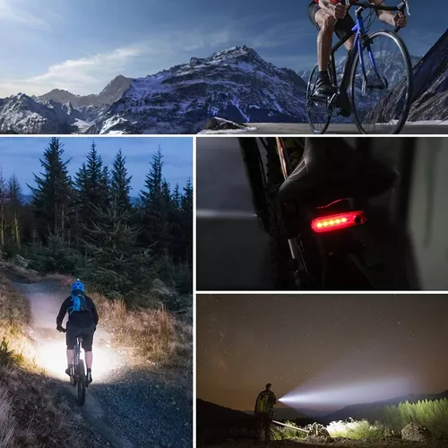  Luz delantera para bicicleta de 10000 mAh, recargable por USB,  potente linterna de luz de bicicleta MTB lámpara faro trasero accesorio de  bicicleta (color : LED 1 con luz trasera) 