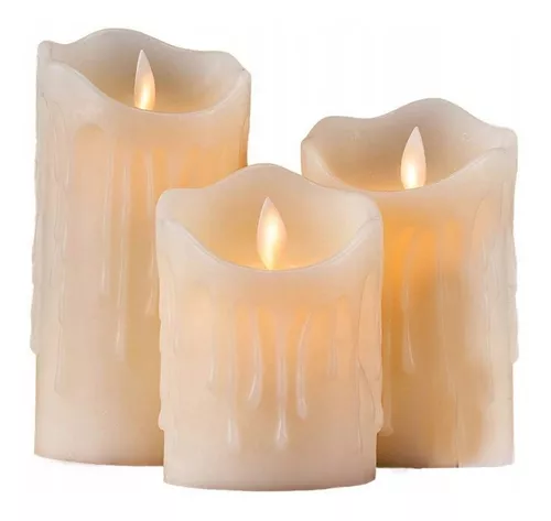 Velas de Té LED Efecto Llama Velas Artificiales con  Temporizador Blanco Cálido Ø3.6cm Set de 4-482297