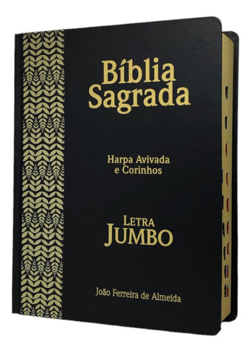 Bíblia Letra Jumbo Flores Rosa Com Harpa Capa Luxo Completa