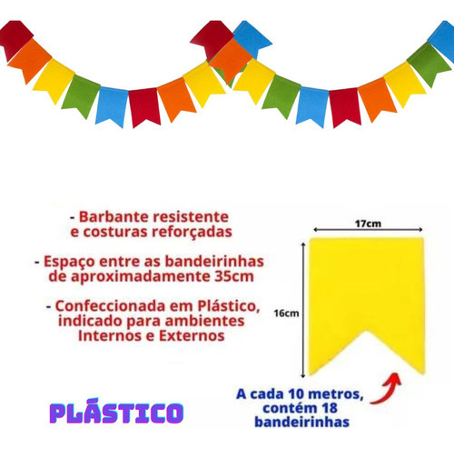 Bandeirinha Festa Junina Plástica 500m Área Externa Atacado