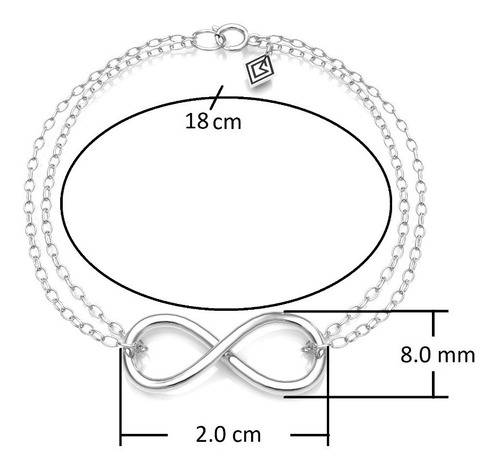 Imagen 3 de 10 de Pulsera De Plata 925 Mujer Infinito Con Doble Cadena Agálea
