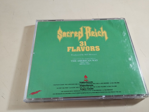 Sacred Reich - 31 Flavors - Cd Single Promo , Made In Usa