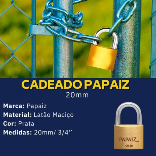 Cadeado De Segurança Latão Maciço Haste De Aço Cr20 Papaiz