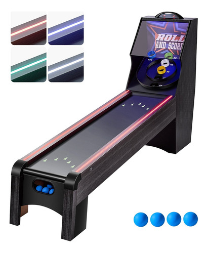 Mesa De Juego Arcade Roll & Score 9ft Eléctrico Led 4 Bolas