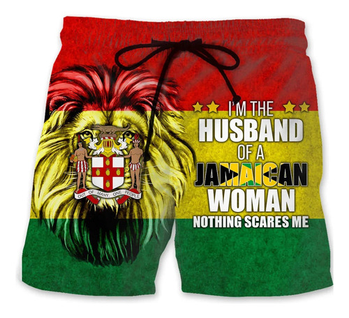 Pantalón Corto De Hombre Con Estampado 3d De León De Jamaica