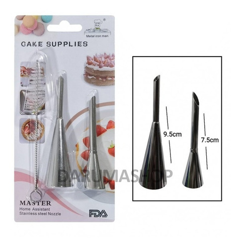 Set 2 Pico Largos Para Relleno + Cepillo Reposteria Belgrano