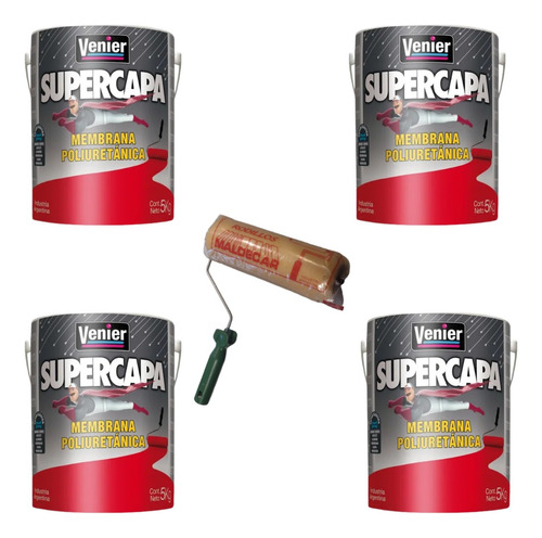 Supercapa Membrana Poliuretanica 5kg X 4 Latas + Rodillo 22