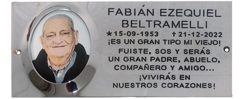 Placa Recordatoria Cementerio 10x20 Foto Color Bronce Cromad