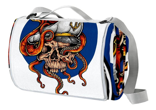 Manta Picnic Diseño Calavera Pirata Pulpo Marino Para Al