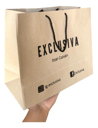 Bolsa Kraft Asa Delgada Con Impresión 50 Pz 14x30x25 Envío