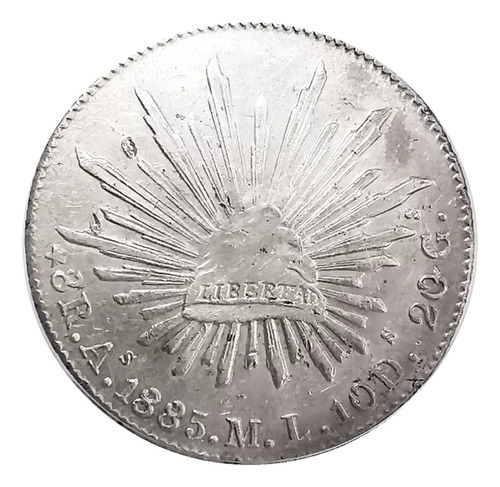 Moneda Plata 8 Reales 1885 Alamos As Ml