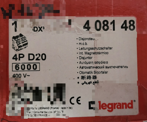 Interruptor Automatico 4p 20a 10ka Curv D Ref 408148 Legrand