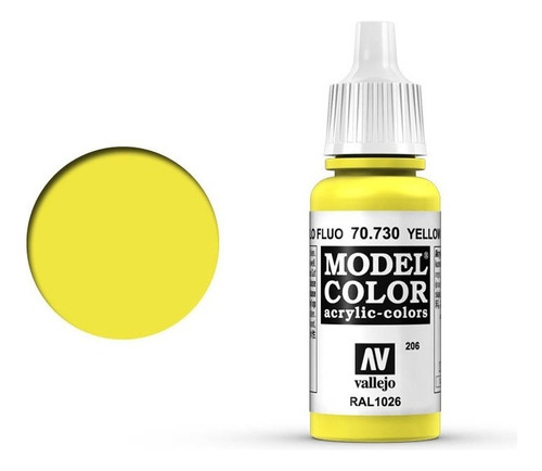 Vallejo Model Color 17ml Pintura Acrílica Color 206 Amarillo Fluorescente 70.730