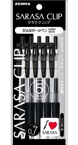 comprar Bolígrafo Sarasa Clip, 0.7mm Negro, 5 Unidades, Zebra Japón