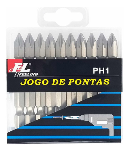 Bits Ponteira Ponta Dupla Ph1-65mm Aço V5 10 Pçs Fl Feeling