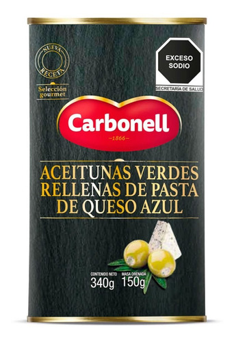 Aceitunas Carbonell Verdes Rellenas De Queso Azul 350g