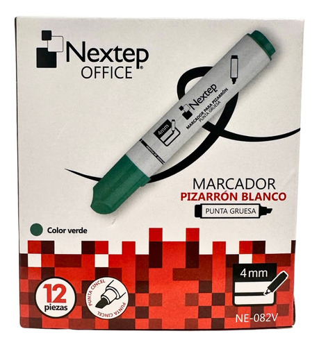 Marcador Para Pizarrón Blanco Nextep Con 12 Piezas Color Verde