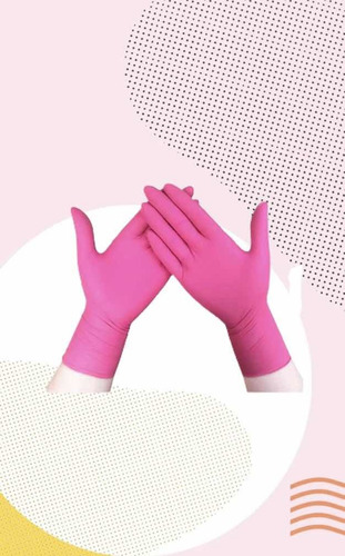 Guantes De Nitrilo Color Fucsia Rosa / Caja X 100 Un.