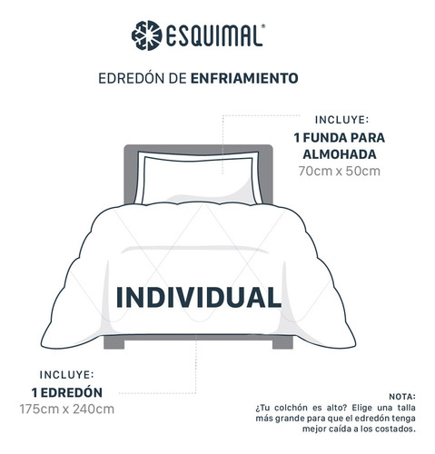Edredón Enfriamiento Individual Con Fundas Esquimal Verde Liso