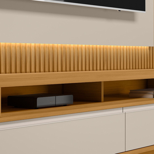 Painel P/tv 70 Pol E Rack Bancada 180cm L06 Tauari/off Fosco