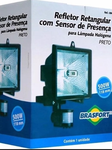 Refletor Sensor Presença Brasfort 500w Completo C/lâmpada  