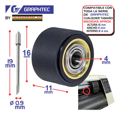 Rodillos 3pz Graphtec Plotter Corte Toda Serie+navaja Gratis
