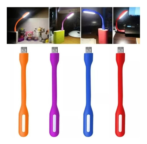Lámpara Luz Led Portátil Mini Flexible Usb  Varios Colores 