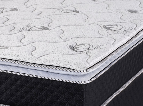 Conjunto De Sommier Y Colchón 1 Plaza Soltero Atena Con Pillow Top Eps Liviano Super Firme Hipoalergénico 190x78x57 150k