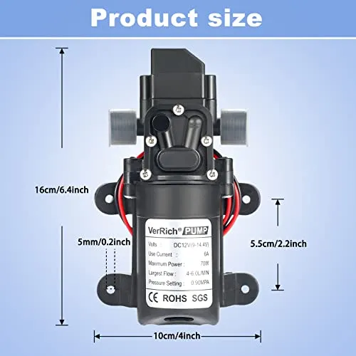 Bombas De Agua Verrich De 12 V, Bomba De Diafragma 1/2, Cone