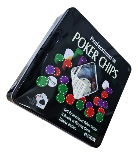 Juego Set De Poker Profesional 100 Fichas Y Cartas