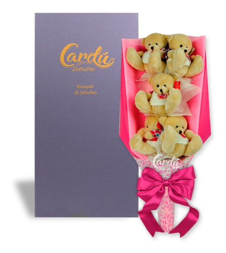 Caja Con Arreglo Ramo De Peluches Teddy Bear Rosa Regalo